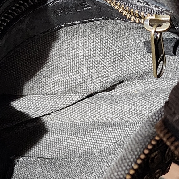 FRYE Black Circle-shaped Leather Studded Crossbody/Clutch/Wristlet - NWOT - Picture 2 of 7